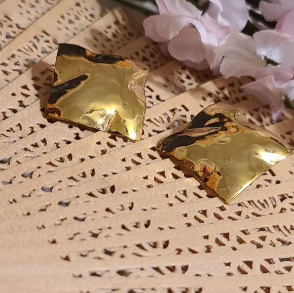 80's earrings Brass for sale - Picture 7 of 14
